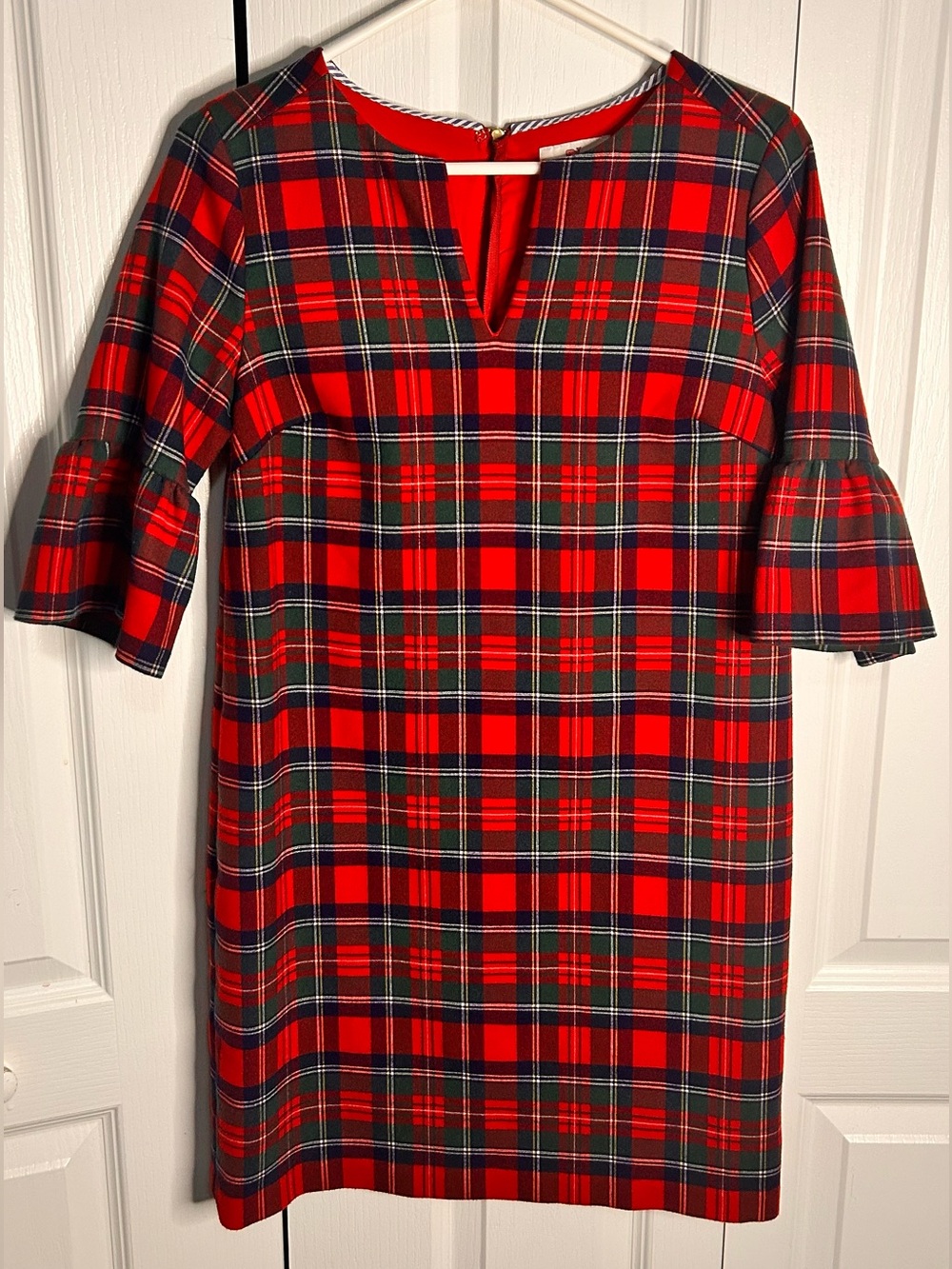 Vineyard Vines Women’s Jolly Plaid Greenwich Flutter Sleeve Shift Dress size 2
